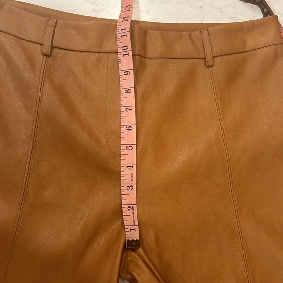 7 For All Mankind Faux Leather Wide Leg Cropped Pants Saddle Tan Size L - Picture 15 of 16